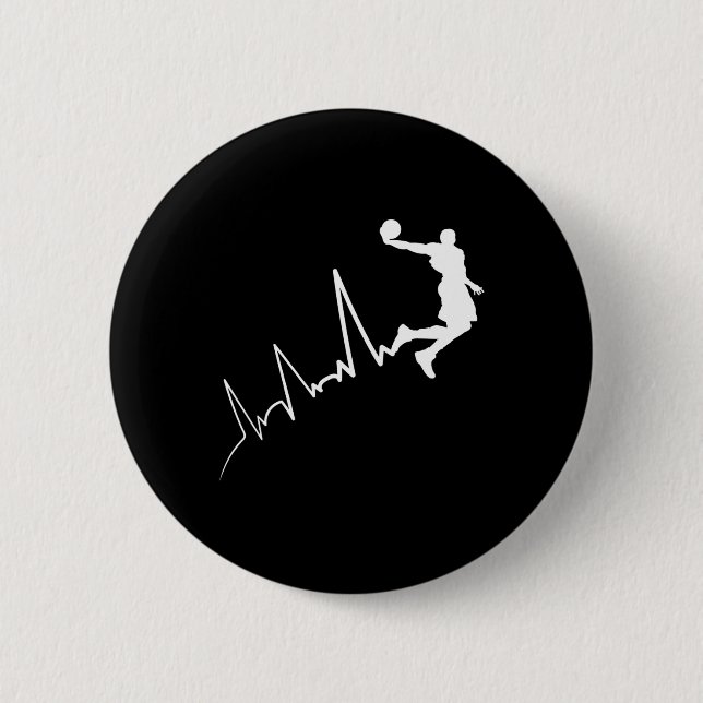 EKG frequency of basketball player heartbeat dunki 2 Inch Round Button (Front)