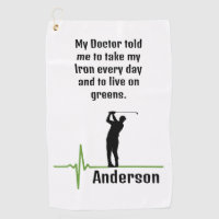 EKG Golf Towel with Black Silhouette Golfer