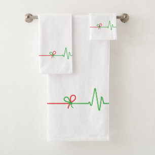 EKG Heart Beat - Life Goes On Bath Towel Set