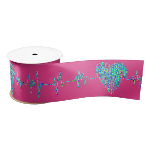 EKG heart ribbon Satin Ribbon