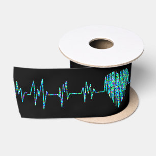 EKG heart ribbon Satin Ribbon
