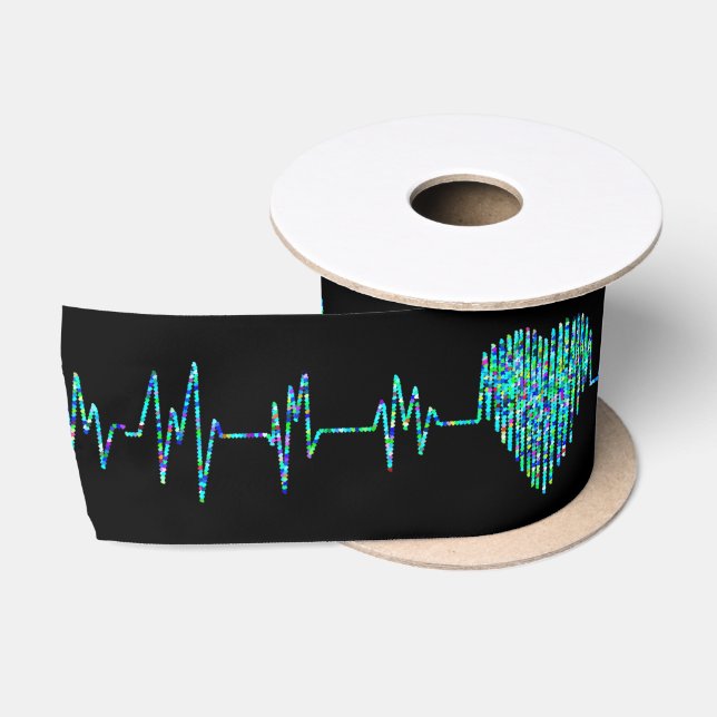 EKG heart ribbon Satin Ribbon (Spool)