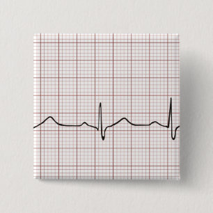 EKG heartbeat on graph paper, PhD (doctor) pulse 2 Inch Square Button