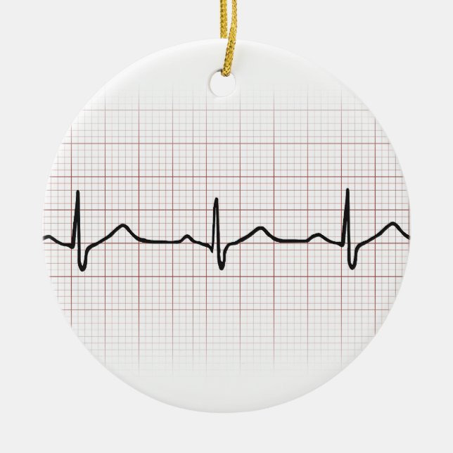 EKG heartbeat on graph paper, PhD (doctor) pulse Ceramic Ornament (Front)