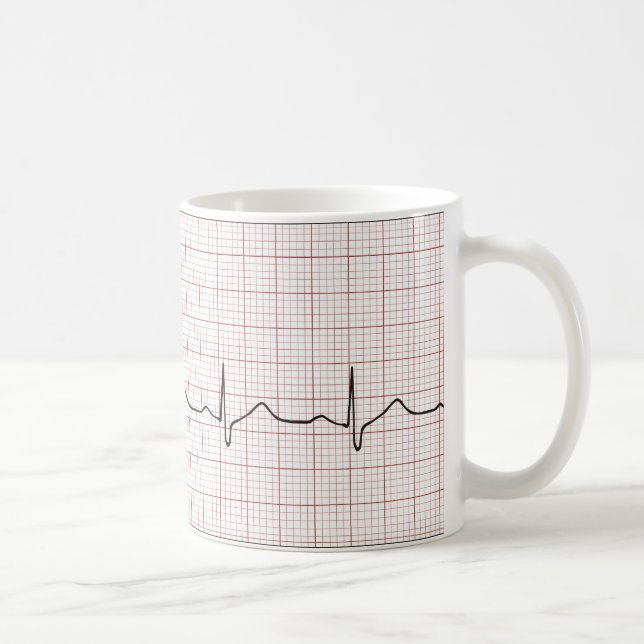 EKG heartbeat on graph paper, PhD (doctor) pulse Coffee Mug (Right)