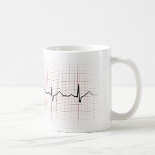 EKG heartbeat on graph paper, PhD (doctor) pulse Coffee Mug