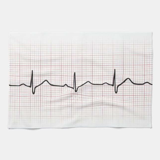 EKG heartbeat on graph paper, PhD (doctor) pulse Kitchen Towel (Horizontal)