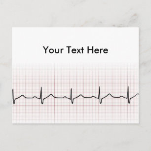 EKG heartbeat on graph paper, PhD (doctor) pulse Postcard