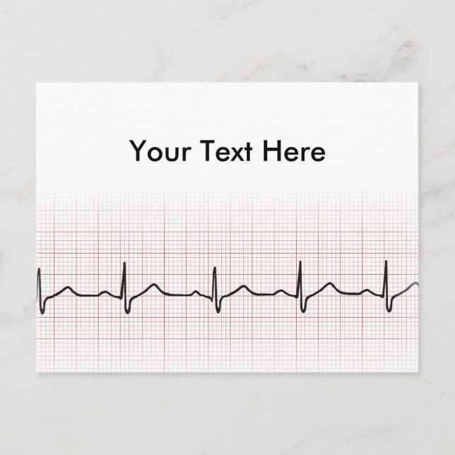 EKG heartbeat on graph paper, PhD (doctor) pulse Postcard (Front)