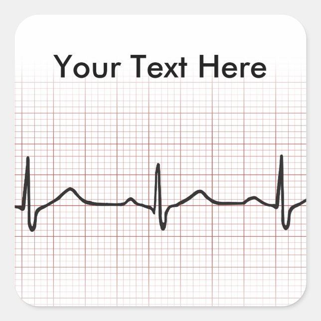 EKG heartbeat on graph paper, PhD (doctor) pulse Square Sticker (Front)