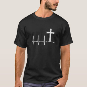 EKG LifeLine Christ Heartbeat Cross Pulse T-Shirt