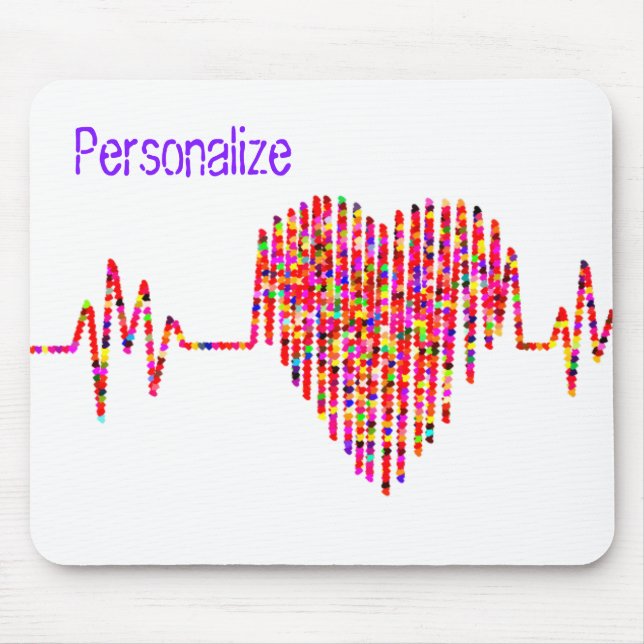 EKG line heart medical red white Mouse Pad (Front)