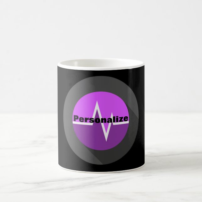 EKG line medical Dr nurse purple black Coffee Mug (Center)