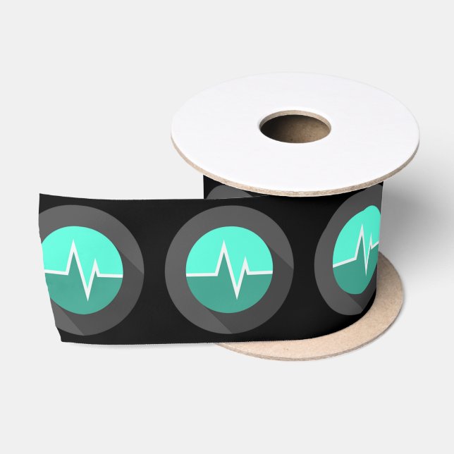 EKG line medical surgeon green black Satin Ribbon (Spool)