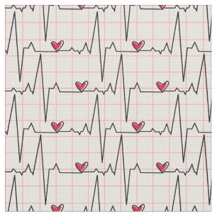EKG Plaid on White Fabric