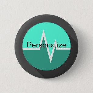 EKG turquoise green nurse Dr medical 2 Inch Round Button
