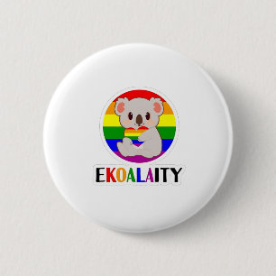 Ekoalaty Equality Gay Koala Bear Funny LGBT Rainbo 2 Inch Round Button
