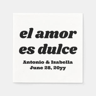El amor es dulce wedding reception serviette paper napkin