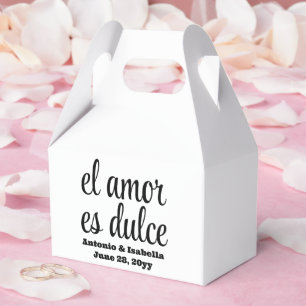 El amor es dulce wedding reception treat for guest favor box