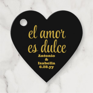 El amor es dulce wedding reception treat for guest favour tags