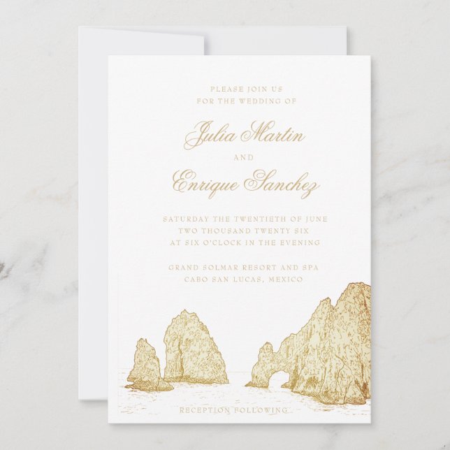 El Arco Cabo San Lucas Arch Weddining Invitation (Front)