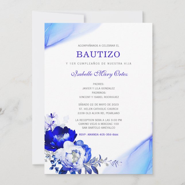 El Bautizo y Primer Añito invitación de nuestra hi Invitation (Front)
