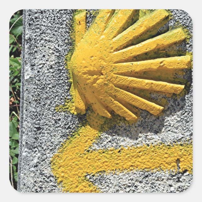El Camino de Santiago de Compostela, Spain, shell Square Sticker (Front)