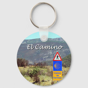 El Camino de Santiago sign (caption) Keychain