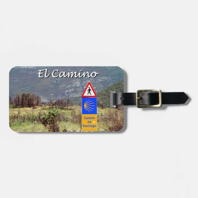 El Camino de Santiago sign (caption) Luggage Tag (Front Horizontal)