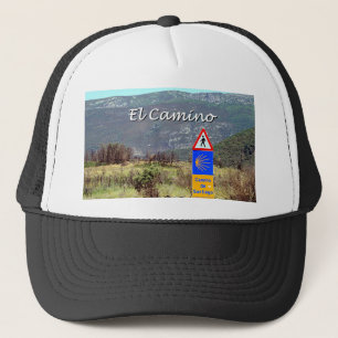El Camino de Santiago sign (caption) Trucker Hat
