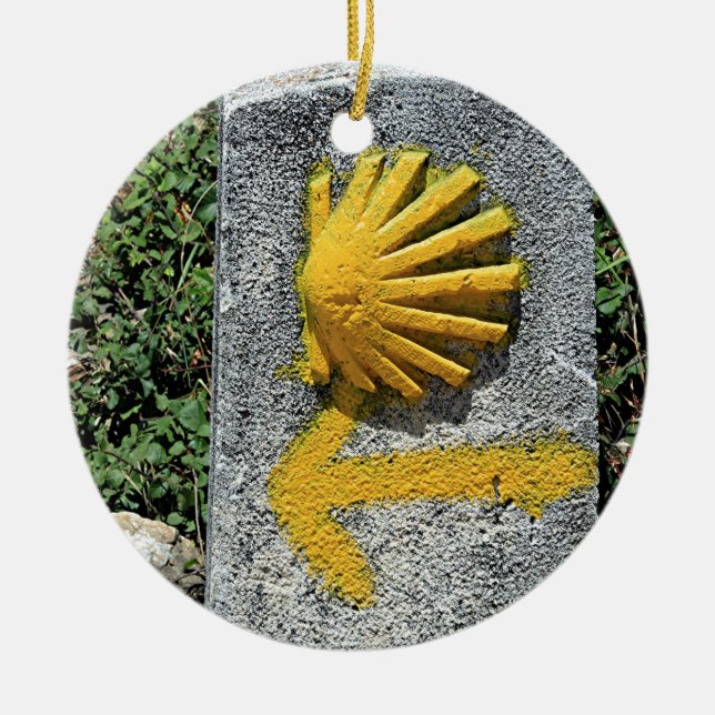 El Camino shell and arrow sign, Spain Ceramic Ornament (Front)