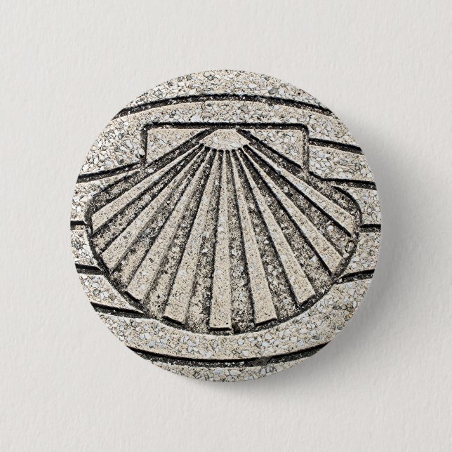 El Camino shell, pavement, Spain 2 Inch Round Button (Front)