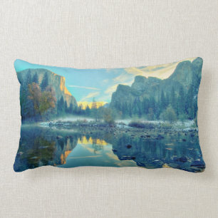 El Capitan and Three Brothers Reflection Lumbar Pillow