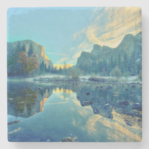 El Capitan and Three Brothers Reflection Stone Coaster