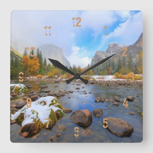 El Capitan and Three Brothers Square Wall Clock (Front)