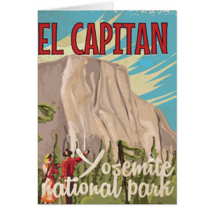 El Capitan Yosemite national park vintage poster.