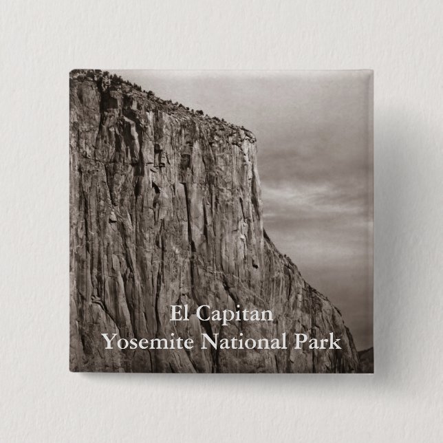 El Capitan Yosemite Sepia 2 Inch Square Button (Front)
