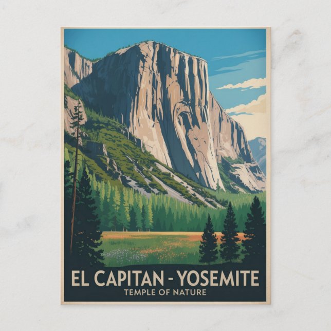 El Capitan Yosemite Vintage Travel Poster Postcard (Front)