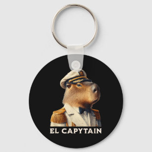 El Capytain Funny Capybara Boat Captain Keychain