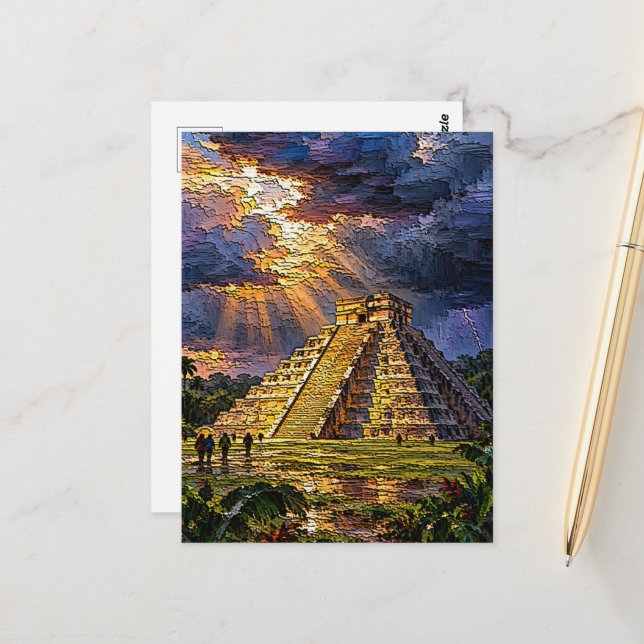 El Castillo Before the Storm Postcard (Front/Back In Situ)