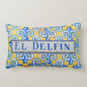 El Delfin The Dolphin Spanish Language Colourful Lumbar Pillow