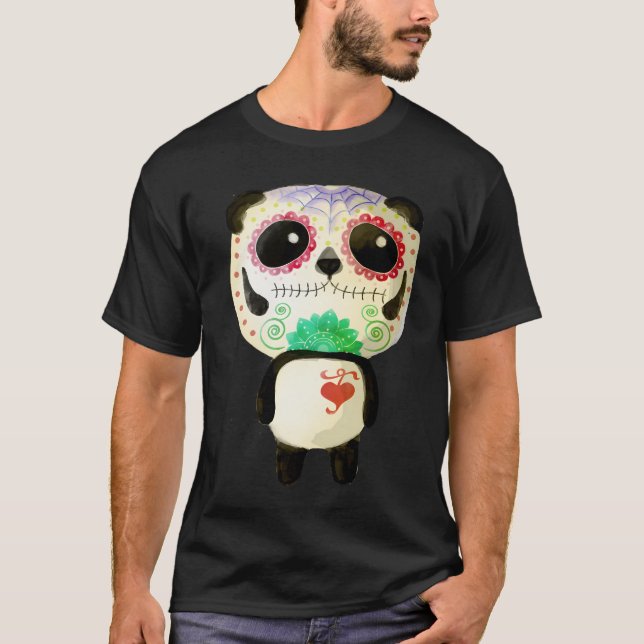 El Dia De Los Muertos Panda  T-Shirt (Front)