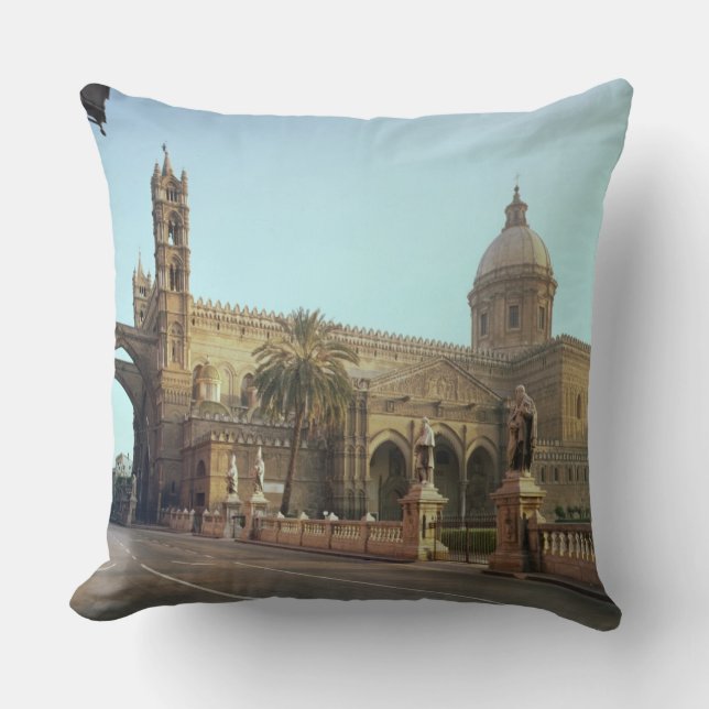 El Duomo, founded by Walter, Archbishop of Palermo Throw Pillow (Front)