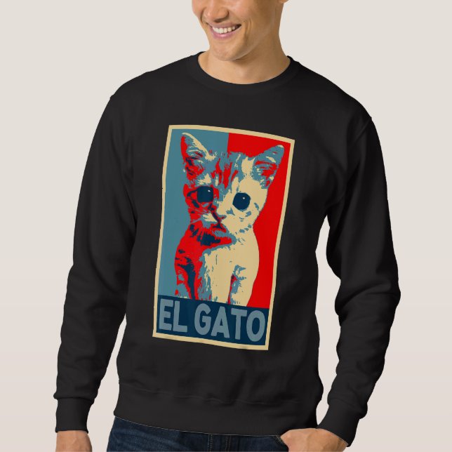 El Gato Meme Sad Crying Cat Kitty Meme retro vinta Sweatshirt (Front)