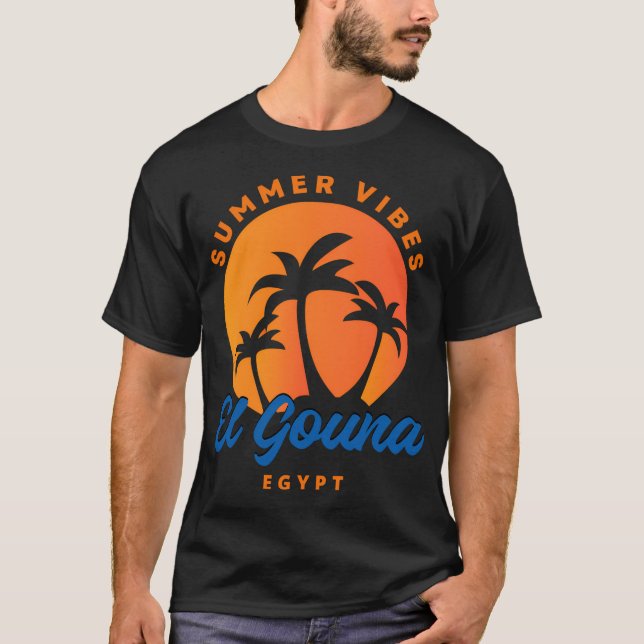 El Gouna Egypt Sunset Palm Trees Summer Vibes T-Shirt (Front)