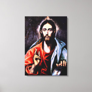 El Greco - Christ as Saviour, fine art portrait Canvas Print