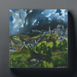 El Greco View of Toledo Plaque<br><div class="desc">El Greco View of Toledo plaque. Oil painting on canvas circa 1599. This is one of the only two remaining landscapes of the Spanish artist El Greco. A pioneering work, View of Toledo represents one of the first non-peopled cityscapes painted in Spain. The enchanting sky with its shifting clouds and...</div>