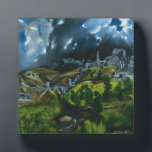 El Greco View of Toledo Plaque<br><div class="desc">El Greco View of Toledo plaque. Oil painting on canvas circa 1599. This is one of the only two remaining landscapes of the Spanish artist El Greco. A pioneering work, View of Toledo represents one of the first non-peopled cityscapes painted in Spain. The enchanting sky with its shifting clouds and...</div>