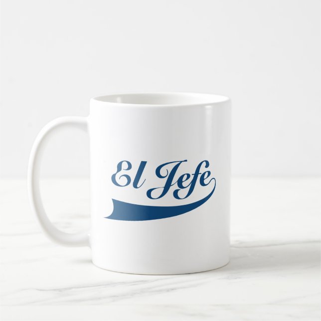 El Jefe in Navy Blue Lettering Coffee Mug (Left)