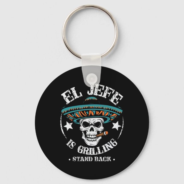 El Jefe Is Grilling Stand Ck Cooking Bbq Chef  Keychain (Front)